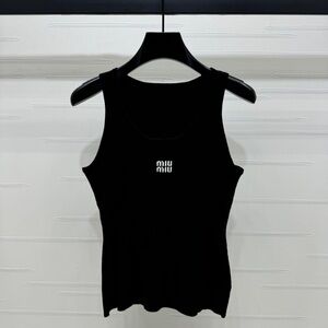 Miu Miu Black Tank Top with Logo